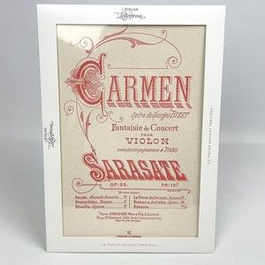 NEW L'Atelier French Letterpress Art Print Carmen By Sarasate Sheet Music Cover
